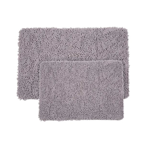 Hastings Home Hastings Home 2 Piece Memory Foam Shag Bath Mat - Grey - 722372SRM