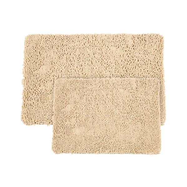 Hastings Home Hastings Home 2 Piece Memory Foam Shag Bath Mat - Ivory - 571269PGQ