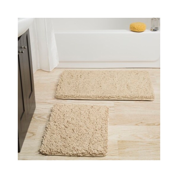 Hastings Home Hastings Home 2 Piece Memory Foam Shag Bath Mat - Ivory - 571269PGQ