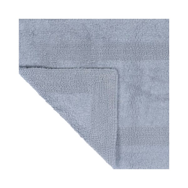 Hastings Home 100-percent Cotton Bath Mat 24x60 Long Bathroom Runner, Reversible, Soft, Absorbent, Rug, Silver - 754380KFK