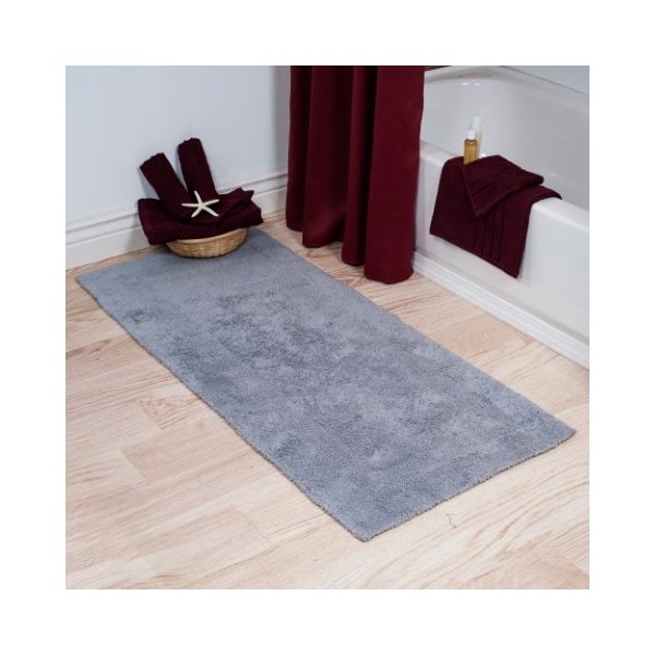 Hastings Home 100-percent Cotton Bath Mat 24x60 Long Bathroom Runner, Reversible, Soft, Absorbent, Rug, Silver - 754380KFK