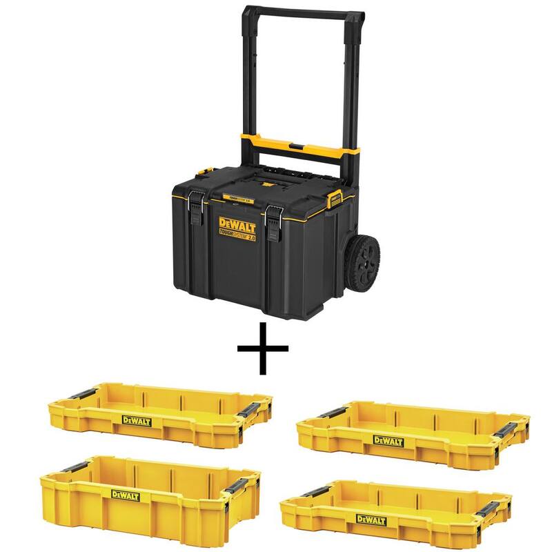 DEWALT TOUGHSYSTEM 2.0 24 in. Mobile Tool Box, (3) TOUGHSYSTEM 2.0 Shallow Tool Trays and TOUGHSYSTEM 2.0 Deep Tool Tray - DWST08450W10320