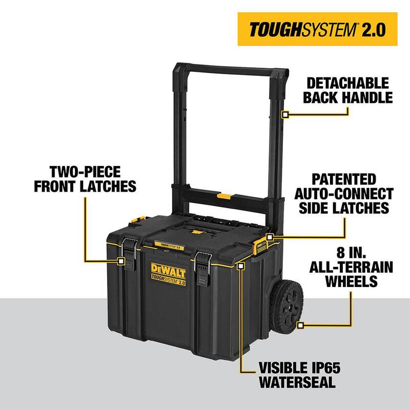 DEWALT TOUGHSYSTEM 2.0 24 in. Mobile Tool Box, (3) TOUGHSYSTEM 2.0 Shallow Tool Trays and TOUGHSYSTEM 2.0 Deep Tool Tray - DWST08450W10320