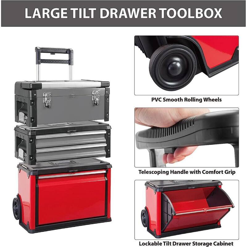Big Red 19.3 in. L x 9 in. W x 29.3 in. H, Modular Tool Box Storage System - TRJF-C294ABD