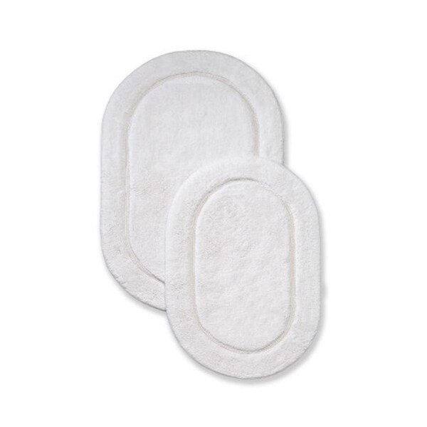 Superior Superior BATHRUG-OV2PC-WH Cotton Oval Bath Rug Set - White; 2 Pieces - BATHRUG-OV2PC-WH