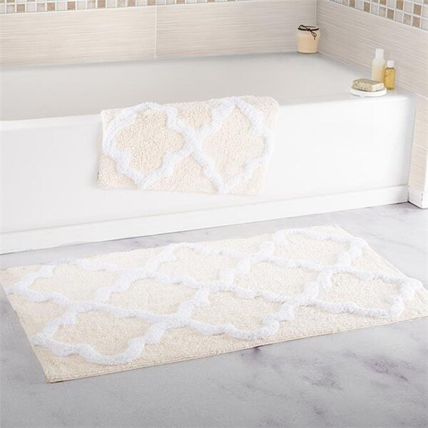 Lavish Home Lavish Home 67-0027-B 100 Percent Cotton Trellis Bathroom Mat Set; Bone - 2 Piece - 67-0027-B