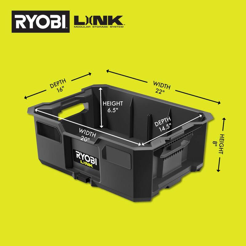 RYOBI LINK Tool Crate with LINK 7-Piece Wall Storage Kit and LINK Wall Rails (2-Pack) - STM104-STM503K-STM504