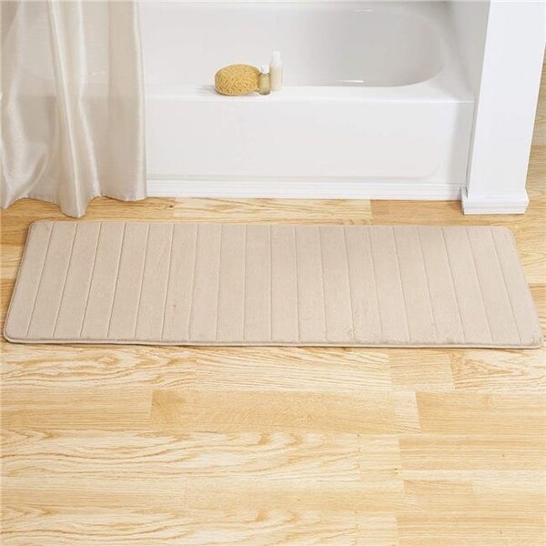 Bedford Home Bedford Home 67A-77323 Memory Foam Striped Extra Long Bath Mat; 24 by 60 in. - Ivory - 67A-77323