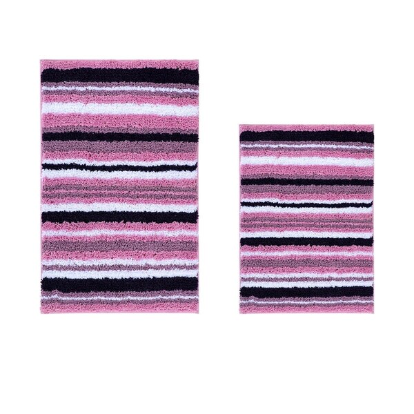 Better Trends Griffie Collection 100% Polyester 2 Piece Set 17' x 24', 20' x 32' Bath Rug Set in Eggplant - BAGR2PC1721EGG