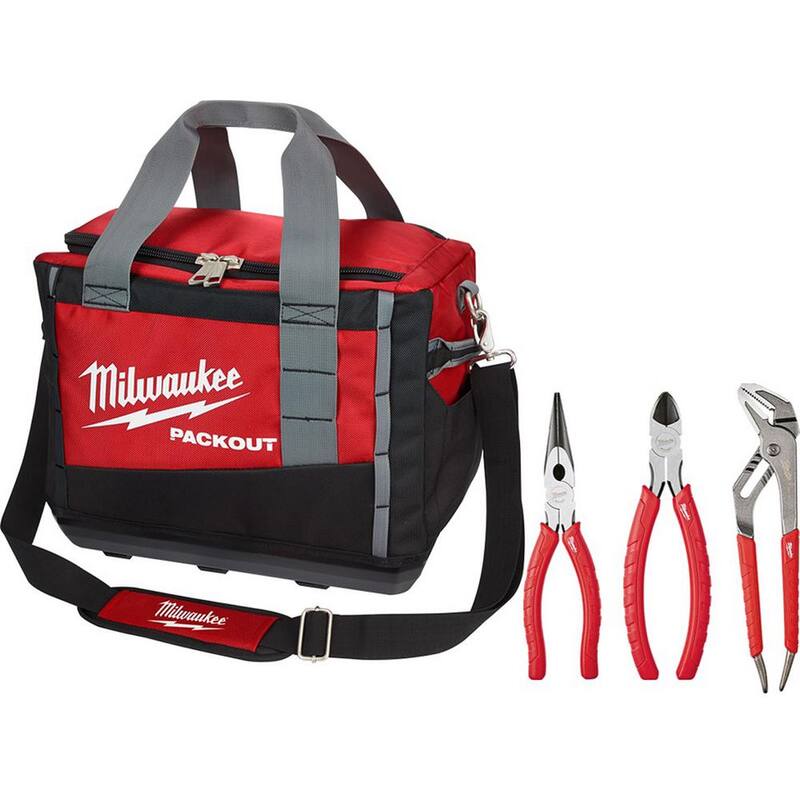 Milwaukee 15 in. PACKOUT Tool Bag/Tote with 3-Piece Pliers Kit - 48-22-8321-48-22-6331
