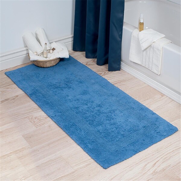 Daphnes Dinnette 24 x 60 in. Plus 100 Percent Cotton Bathroom Runner, Blue - DA3234921