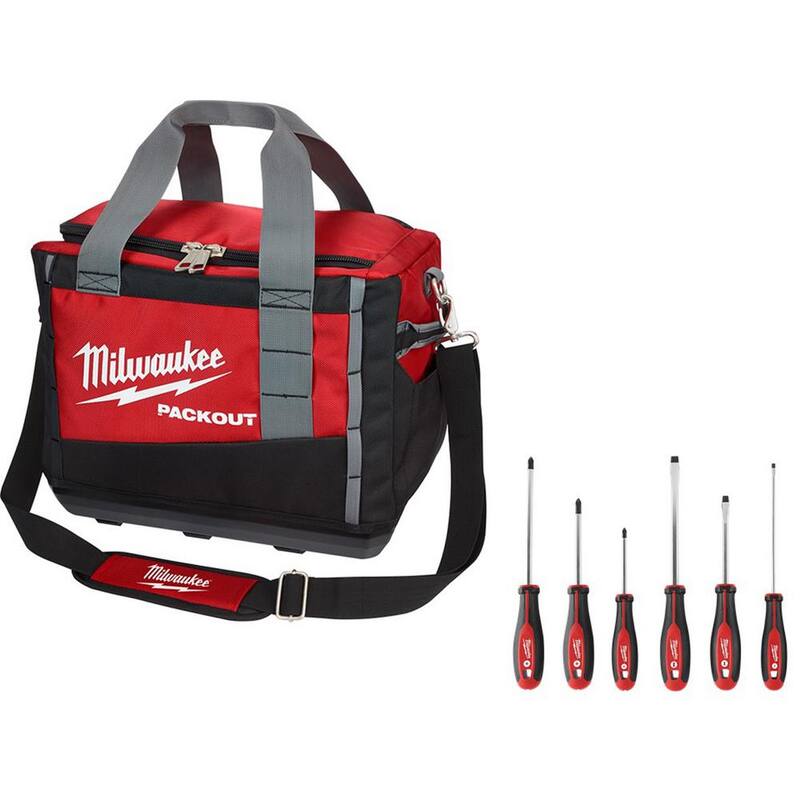 Milwaukee 15 in. PACKOUT Tool Bag/Tote with 6-Piece Screwdriver Set - 48-22-8321-48-22-2706