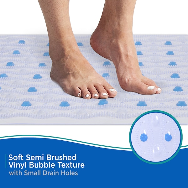 Kenney Mfg Non-Slip Semi-Brushed Bath Mat, Clear Blue - KN61298V2