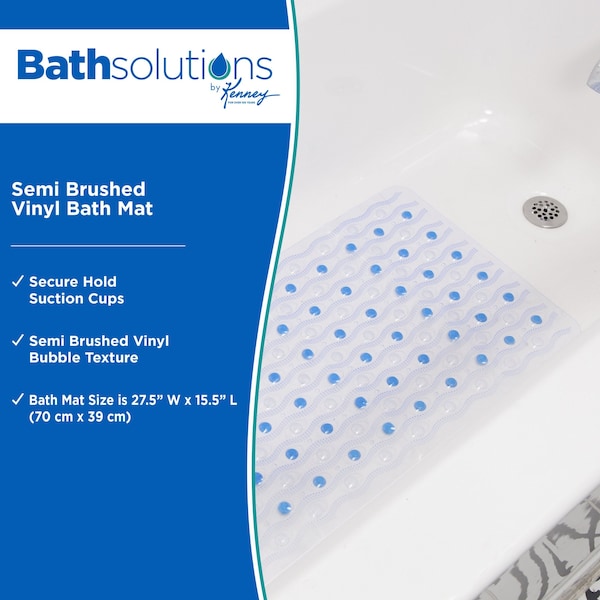 Kenney Mfg Non-Slip Semi-Brushed Bath Mat, Clear Blue - KN61298V2