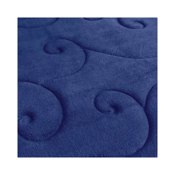 Hastings Home 2 pc Memory Foam Bath Mat Set by Hastings Home -Coral Fleece Embossed Pattern - Navy - 816643PSV