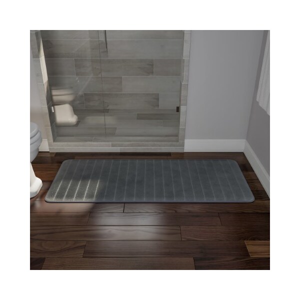Hastings Home Oversized Bathroom Rug Memory Foam Bath Mat Textured Stripes with Non-Slip Absorbent Runner, Gray - 594892OKB