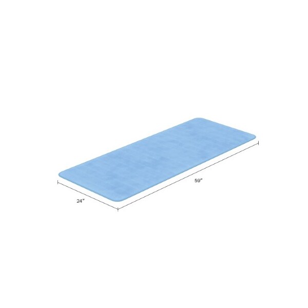 Hastings Home Oversized Bathroom Rug Memory Foam Bath Mat Textured Stripes with Non-Slip Absorbent Runner, Blue - 544682ZUL