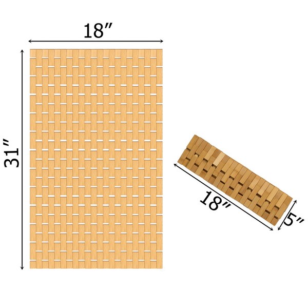 Basicwise Foldable Large Bamboo Bathroom Mat - Non-Slip Design for Showers, Bathtubs, Spas, and Pools - - QI004613.L