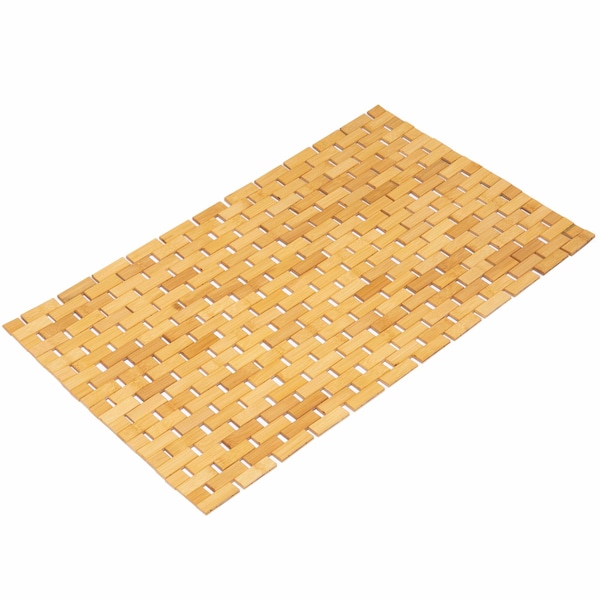Basicwise Foldable Large Bamboo Bathroom Mat - Non-Slip Design for Showers, Bathtubs, Spas, and Pools - - QI004613.L