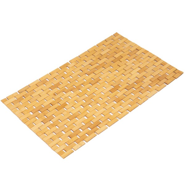 Basicwise Foldable Large Bamboo Bathroom Mat - Non-Slip Design for Showers, Bathtubs, Spas, and Pools - - QI004613.L