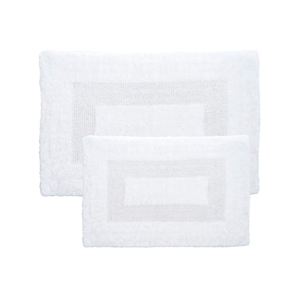 Hastings Home 2-piece 100-percent Cotton Bathmat, Reversible, Soft, Absorbent Bathroom Rugs, White - 785264JQW