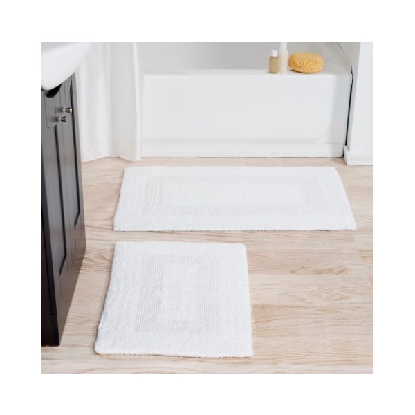 Hastings Home 2-piece 100-percent Cotton Bathmat, Reversible, Soft, Absorbent Bathroom Rugs, White - 785264JQW