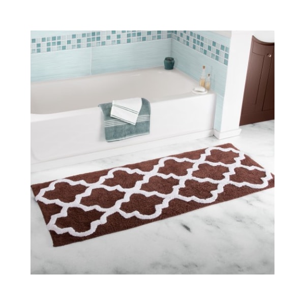 Hastings Home Hastings Home 100 Percent Cotton Trellis Bathroom Mat- 24x60 inches - Chocolate - 618368VUY
