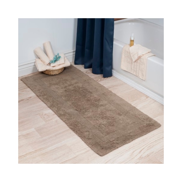 Hastings Home 100-percent Cotton Bathmat 24x60 Long Bathroom Runner, Reversible, Soft, Absorbent, Rug, Taupe - 338476ZFN