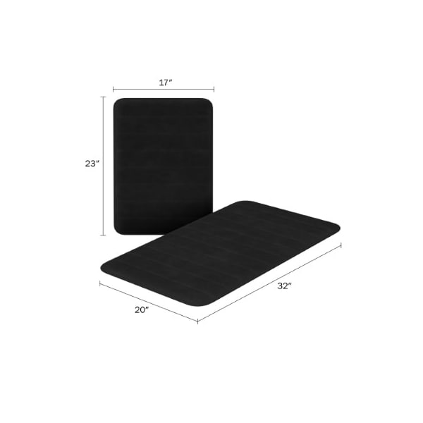 Hastings Home Set of 2 Bathroom Rug Set Memory Foam Mats Striped Microfiber, Non-Slip Absorbent Runner (Black) - 396902CVM