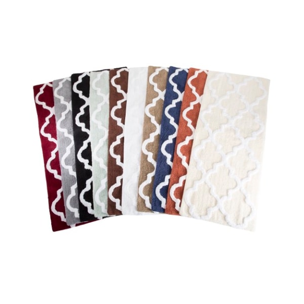 Hastings Home Hastings Home 100 Percent Cotton Trellis Bathroom Mat - 24x60 inches - Silver - 230587QVY
