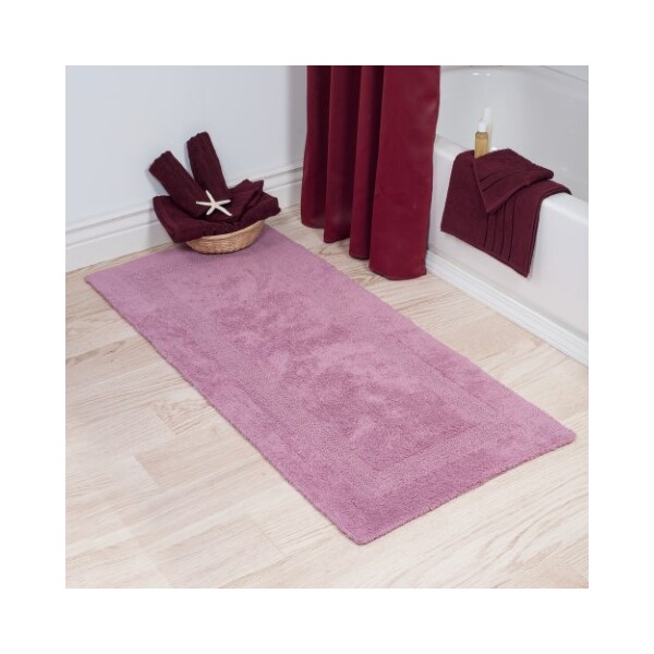 Hastings Home 100-percent Cotton Bathmat 24x60 Long Bathroom Runner, Reversible, Soft, Absorbent, Rug, Rose - 644390WDG