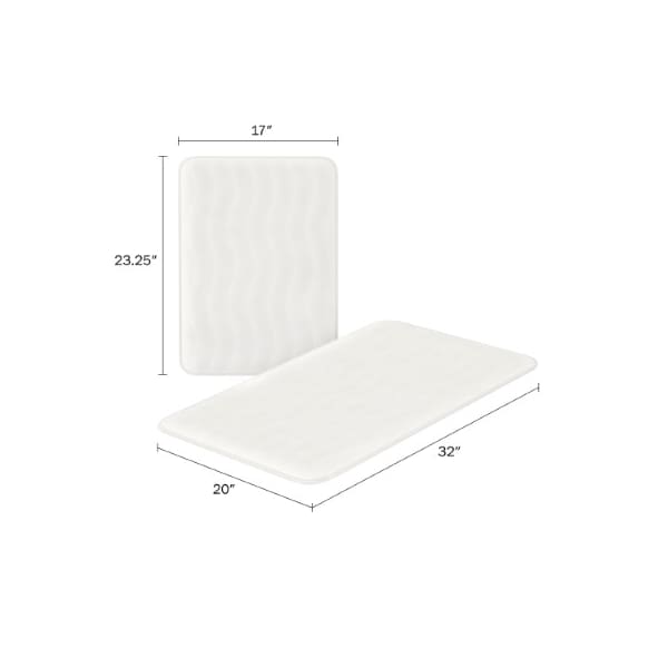 Hastings Home 2-piece Bathroom Rug Set, Memory Foam Mats, Wavy Microfiber Non-Slip Absorbent Runner, White - 379950DGW