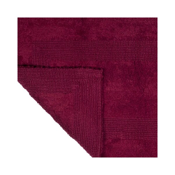 Hastings Home 100-percent Cotton Bathmat, 24x60 Long Bathroom Runner, Reversible, Soft, Absorbent, Rug, Burgundy - 484882XZZ