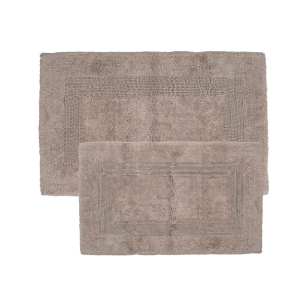 Hastings Home 2-piece 100-percent Cotton Bathmat, Reversible, Soft, Absorbent Bathroom Rugs, Taupe - 910930IRY
