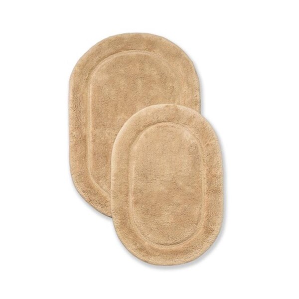 Superior Superior BATHRUG-OV2PC-TP Cotton Oval Bath Rug Set - Taupe; 2 Pieces - BATHRUG-OV2PC-TP