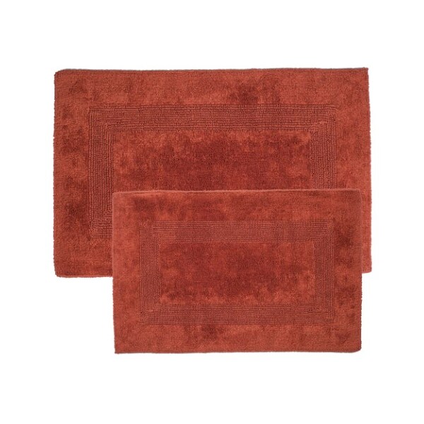 Hastings Home 2-piece 100-percent Cotton Bathmat, Reversible, Soft, Absorbent Bathroom Rugs, Brick - 123051SRA