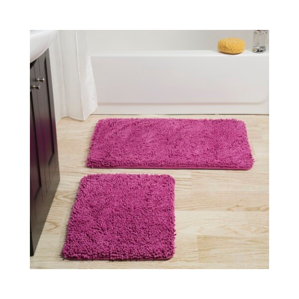 Hastings Home Hastings Home 2 Piece Memory Foam Shag Bath Mat - Pink - 723399KXQ