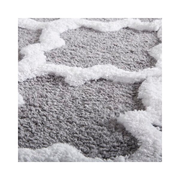 Hastings Home Hastings Home 100 Percent Cotton 2 Piece Trellis Bathroom Mat Set - Silver - 262631YKR