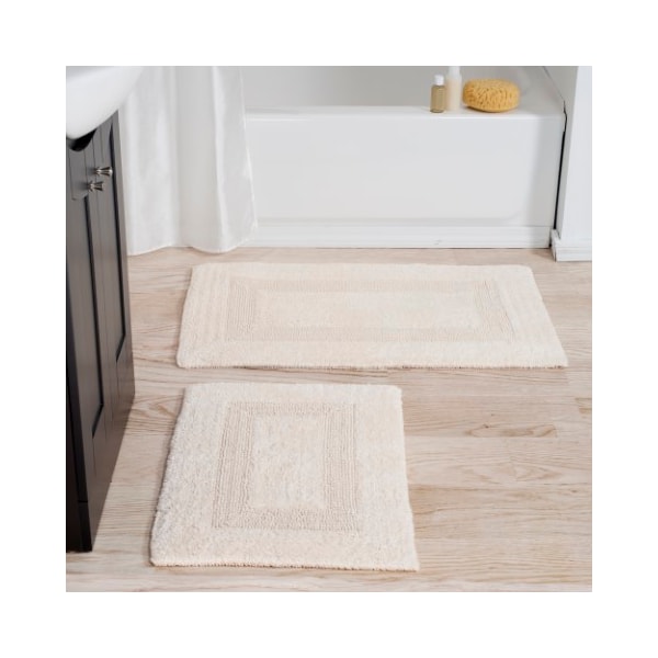 Hastings Home 2-piece 100-percent Cotton Bathmat, Reversible, Soft, Absorbent Bathroom Rugs, Ivory - 261848ABX