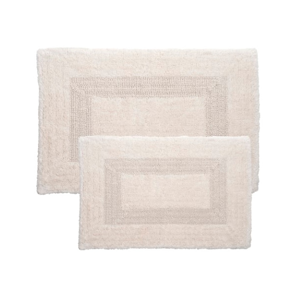 Hastings Home 2-piece 100-percent Cotton Bathmat, Reversible, Soft, Absorbent Bathroom Rugs, Ivory - 261848ABX