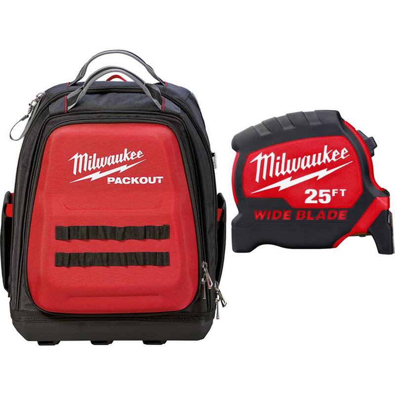Milwaukee 15 in. PACKOUT Backpack with 25 ft. W Blade Tape Measure - 48-22-8301-48-22-0225