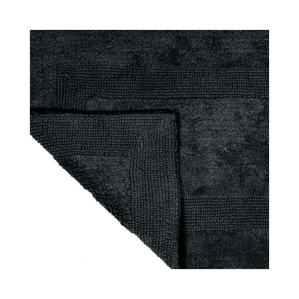 Hastings Home 100-percent Cotton Bathmat 24x60 Long Bathroom Runner, Reversible, Soft, Absorbent, Rug, Black - 627387BRN
