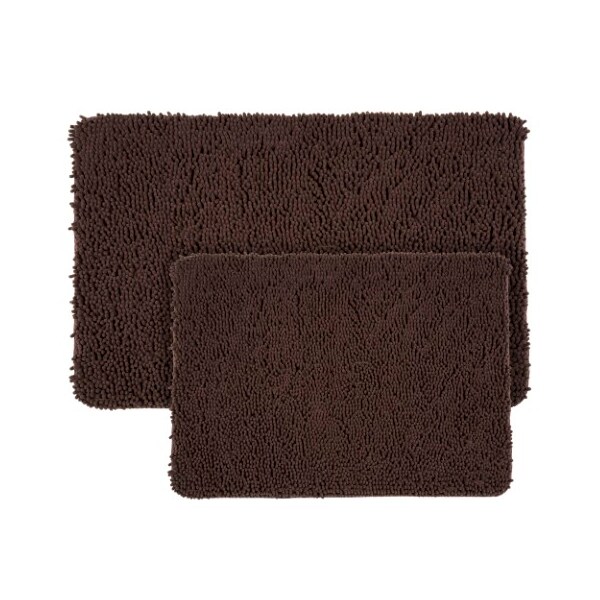 Hastings Home Hastings Home 2 Piece Memory Foam Shag Bath Mat - Chocolate - 181991DXJ