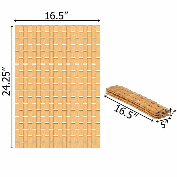 Basicwise Foldable Small Bamboo Bathroom Mat - Non-Slip Design for Showers, Bathtubs, Spas, and Pools - - QI004613.S