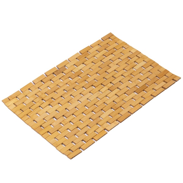 Basicwise Foldable Small Bamboo Bathroom Mat - Non-Slip Design for Showers, Bathtubs, Spas, and Pools - - QI004613.S