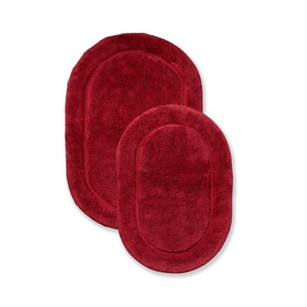 Superior Superior BATHRUG-OV2PC-BG Cotton Oval Bath Rug Set - Burgundy; 2 Pieces - BATHRUG-OV2PC-BG