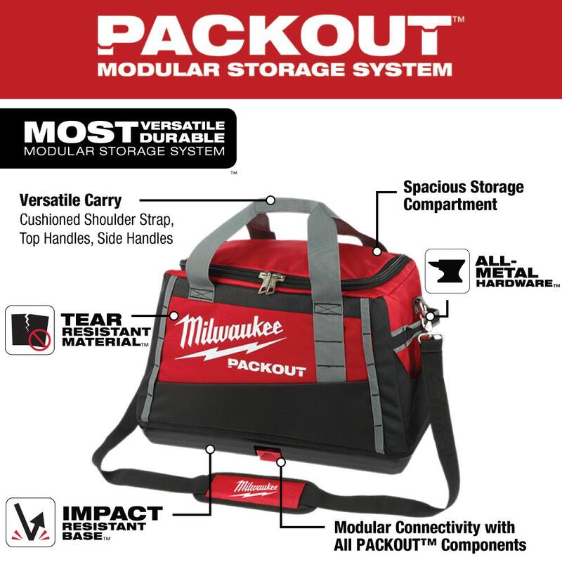 Milwaukee 20 in. PACKOUT Tool Duffle Bag with 6-in-1 Wire Strippers Pliers and Screwdriver Set (10-Piece) - 48-22-8322-48-22-2718-48-22-3079