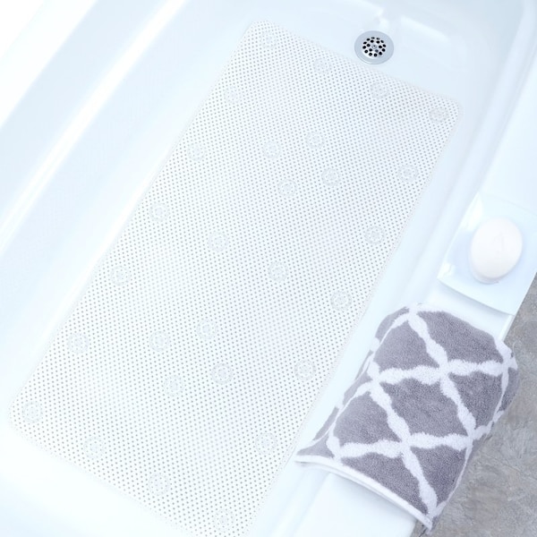 Slipx Solutions 0 Bath Mat, 36 in L, 17 in W, Foam Mat Surface, White - 5800
