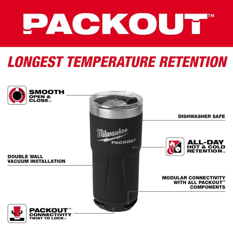 Milwaukee PACKOUT Black 20 oz. Tumbler 2PK - 48-22-8392B-48-22-8392B