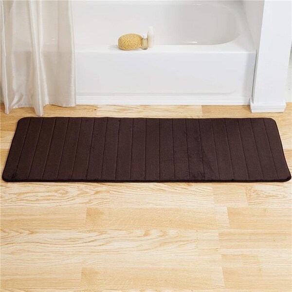 Bedford Home Bedford Home 67A-77309 Memory Foam Striped Extra Long Bath Mat; 24 by 60 in. - Chocolate - 67A-77309